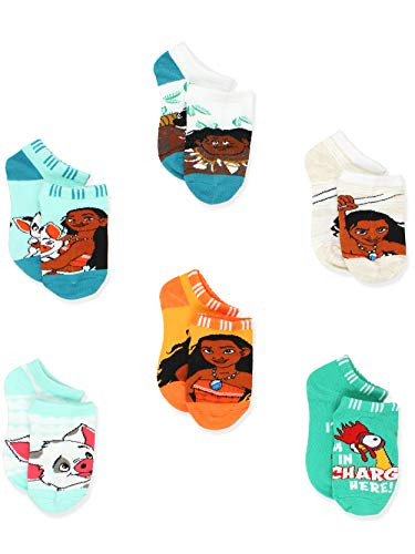 Disney Princess Moana Womens No Show 6 pack Socks Set -Shoe 4-10 -Sock 9-11- Teal-