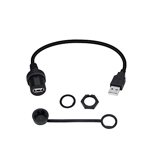 CERRXIAN 30cm USB A 2.0 Male to Female AUX Car Mount Panel Dash Flush Mount Extension Cable for Car Truck Boat Motorcycle Dashboard-USB 2.0-