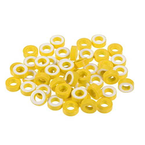 uxcell Toroid Core Ferrite Chokes Ring Iron Powder Inductor Ferrite Rings Yellow White 50pcs 8.2 x 15.5 x 6.2mm