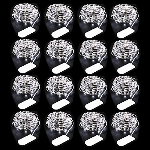 Ustellar 16 Pack 10ft 30 Micro Starry LED String Lights, Waterproof Fairy Silver Wire Lights, Firefly Moon Lights Battery Operated (Included), For DIY Wedding Party Christmas Decorations, Cool White Ustellar 16 Pack 10ft 30 Micro Starry LED String Lights, Waterproof Fairy Silver Wire Lights, Firefly Moon Lights Battery Operated (Included), For DIY Wedding Party Christmas Decorations, Cool White