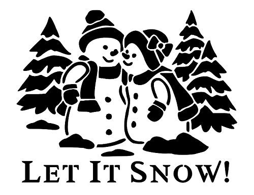 SNOWMEN COUPLE Let It Snow Christmas Trees 8.5 inch x 11 inch Stencil 20 Mil Plastic Sheet NEW S206 SNOWMEN COUPLE Let It Snow Christmas Trees 8.5 inch x 11 inch Stencil 20 Mil Plastic Sheet NEW S206
