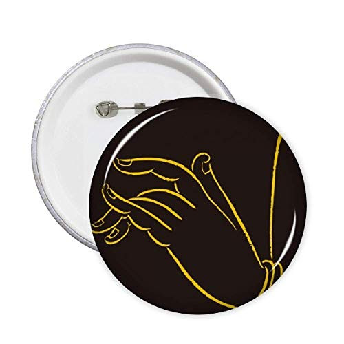Culture Religion Black Yellow Hand Pins Badge Button Emblem Accessory Decoration 5pcs