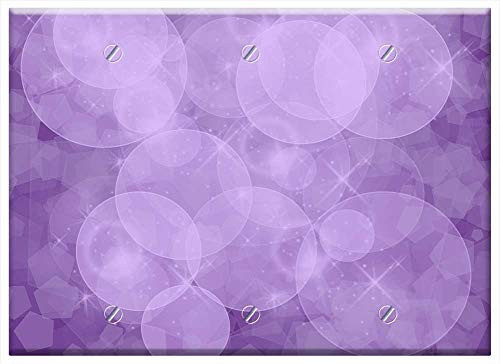 Triple Blank Wall Plate Cover - Circles Pentacles Purple Backgrounds