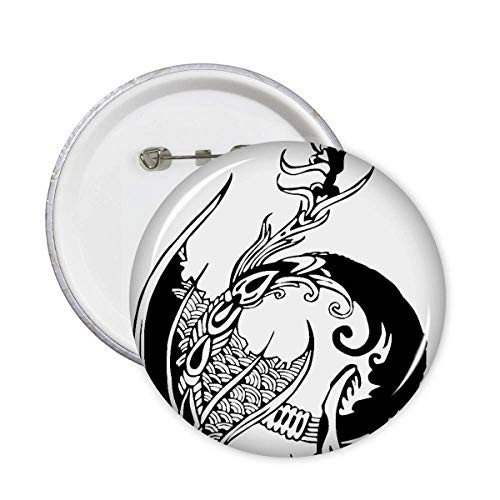 Dragon Painting China Traditional Pins Badge Button Emblem Accessory Decoration 5pcs