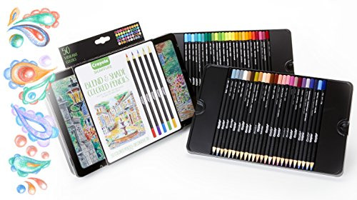 Crayola Blend & Shade Colored Pencils in Decorative Tin, Soft Core, Adult Coloring, 50 Count