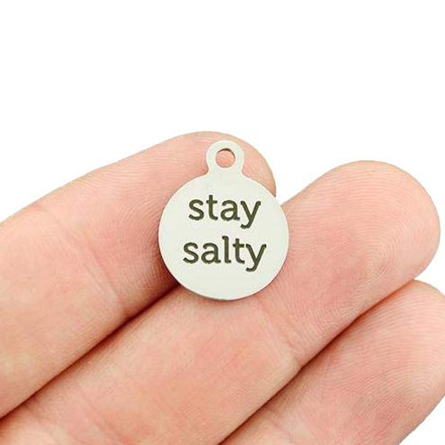 Beach Stainless Steel Charms - Stay Salty - Smaller Size - Exclusive Line - Quantity Options - BFS2815 Choose Quantity Bulk 10 Charms Beach Stainless Steel Charms - Stay Salty - Smaller Size - Exclusive Line - Quantity Options - BFS2815 Choose Quantity Bulk 10 Charms
