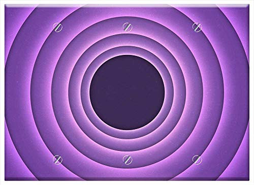 Triple Blank Wall Plate Cover - Circles Retro Bullseye Background Mauve Purple