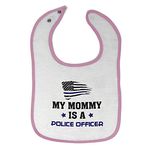 Toddler  and  Baby Bibs Burp Cloths My Mommy is A Police Officer Flag and Star Mothers Day Cotton Items for Girl Boy White Soft Pink Design Only Toddler  and  Baby Bibs Burp Cloths My Mommy is A Police Officer Flag and Star Mothers Day Cotton Items for Girl Boy White Soft Pink Design Only
