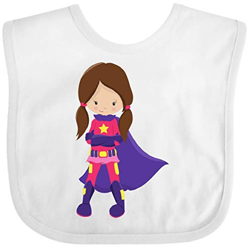 Inktastic Superhero Girl Brown Hair Purple Cape Baby Bib White 3c0f7 Inktastic Superhero Girl Brown Hair Purple Cape Baby Bib White 3c0f7