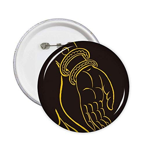 Culture Black Yellow Hand Pattern Pins Badge Button Emblem Accessory Decoration 5pcs