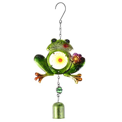 Milisten Frogs Wind Chime Iron Frogs Figurine Tunes Wind Chimes Crafts Hanging Ornament for Christmas Indoor Outdoor Home Garden Decoration