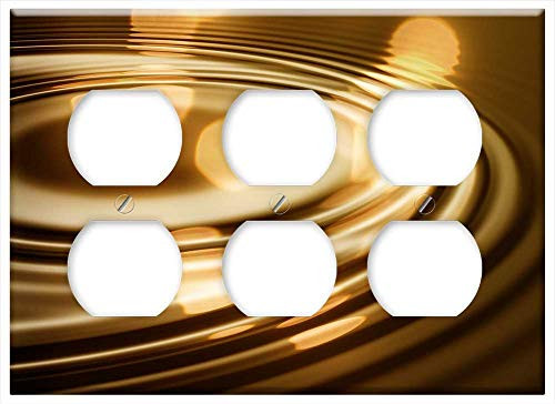 Triple Duplex Outlet Wall Plate Cover - Bokeh Water Rings Circle Points Abstract