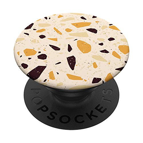 Terrazzo Pattern in Cream Mustard Yellow and Brown PopSockets Grip and Stand for Phones and Tablets