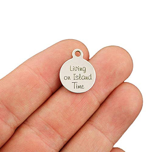 Beach Stainless Steel Charms - Living on Island Time - Smaller Size - Exclusive Line - Quantity Options - BFS2725