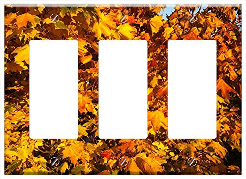 Switch Plate Triple Rocker/GFCI - Fall Leaves Orange Yellow Autumn Season Colored Switch Plate Triple Rocker/GFCI - Fall Leaves Orange Yellow Autumn Season Colored