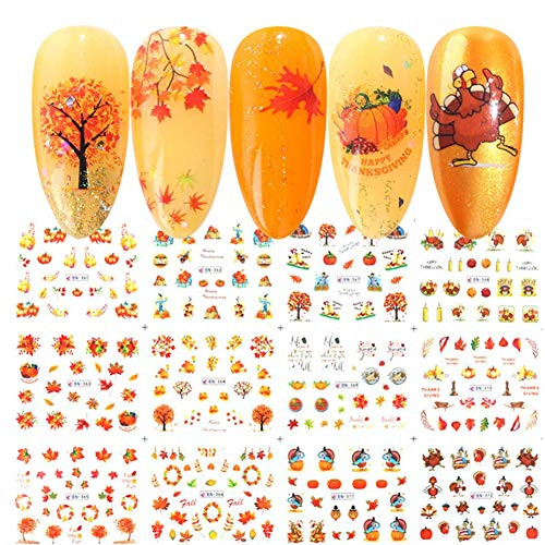 Maple Leaf Fall Nail Stickers for Thanksgiving Day Halloween Decorations Autumn Nail Art Accessories Decals 12 Sheets DIY Pumpkin Turkey Water Transfer Nail Art Stickers for Women Girls Maple Leaf Fall Nail Stickers for Thanksgiving Day Halloween Decorations Autumn Nail Art Accessories Decals 12 Sheets DIY Pumpkin Turkey Water Transfer Nail Art Stickers for Women Girls