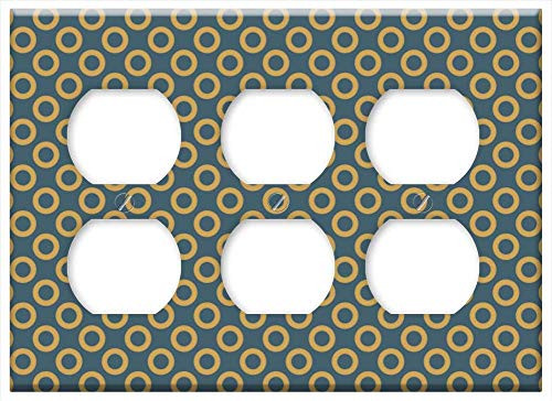 Triple Duplex Outlet Wall Plate Cover - Polka Dots Pattern Polka Dot Circle Retro
