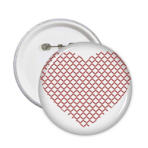 Circles Heart Valentines Day Red Pins Badge Button Emblem Accessory Decoration 5pcs
