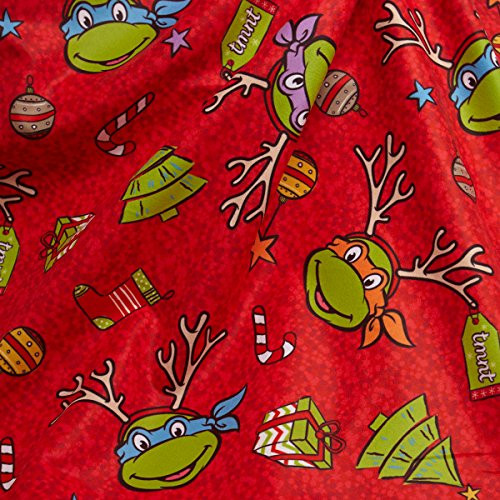 Springs Creative Products Group Teenage Mutant Ninja Turtles Christmas Fabric, Sweatshirt Fleece, Red, 58/59" Wide, Digital Fabric by the Yard