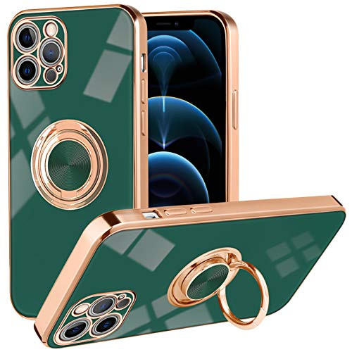 MOWIME Design for iPhone 12 Pro Max Case 6.7 in 2020 Anti-Scratch Anti-Yellow Ultra-Clear Kickstand Magnetic Car Mount Cover for iPhone 12 Pro Max - Dark Green