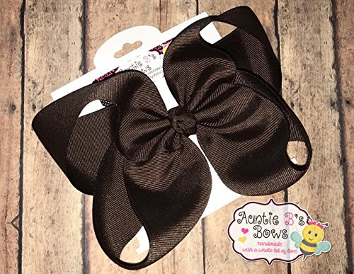 Solid Jumbo Brown Boutique Hair Bow 6 inch MADE IN USA