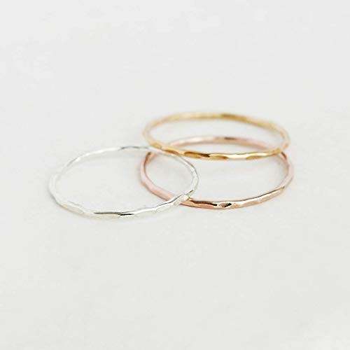 stacking ring. pebbled stacking band. rose yellow gold filled or sterling silver. minimalist ring. slim ring. hammered textured rings. wedding band.