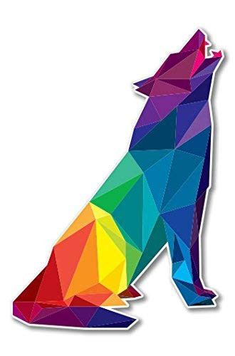 AK Wall Art Wolf Triangles Geometric Design Vinyl Sticker - Car Phone Helmet - Select Size