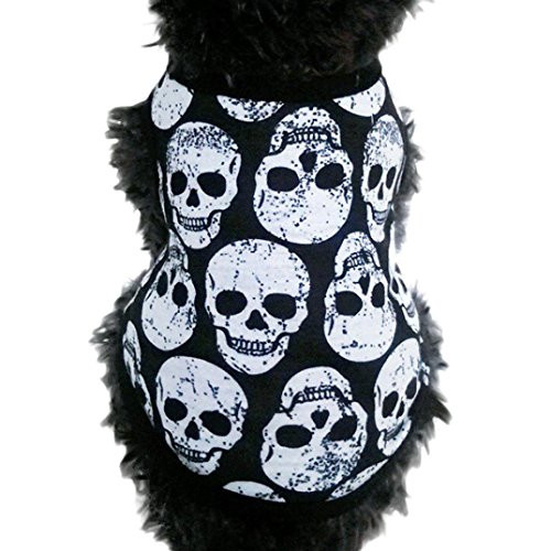 haoricu Puppy Clothes Small Dog Cat Pet Black Skull Vest T-Shirt Puppy Apparel -White Small- haoricu Puppy Clothes Small Dog Cat Pet Black Skull Vest T-Shirt Puppy Apparel -White Small-