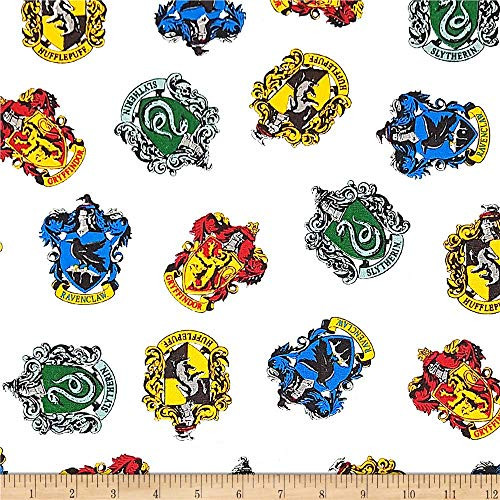 Camelot Fabrics Camelot Wizarding World Harry Potter School Crest Toss Fabric 1 White Fabric by the Yard