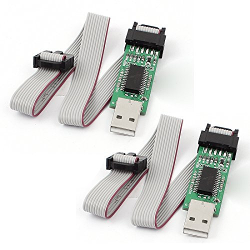 IIVVERR 2pcs USBasp USBISP AVR 10 Pin USB Programmer 51 ATMEGA8 Downloader Cable 3.3V/5V -2pcs USBasp USBISP AVR 10 Pin USB Programmer 51 ATMEGA8 Downloader Cable 3.3V / 5V