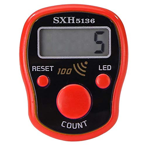 ttnight 0-99999 LCD Display Finger Counter LED Luminous Electronic Tally Counter Digital Counter Manual Mechanical Clicker Number Lap Tracker Counter - Red