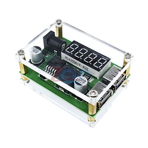 DC-DC 9V 12V 24V 36V to 5V 3A LED Digital Display Step Down Buck Module Voltage Voltmeter Dual USB Converter with Case for Car