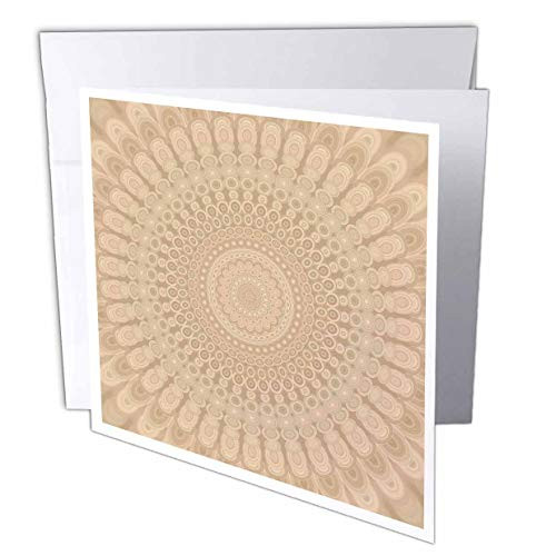 3dRose David Zydd - Floral Mandalas - Beige Circle Mandala - Abstract Bohemian Graphic - 1 Greeting Card with Envelope -gc_300419_5-