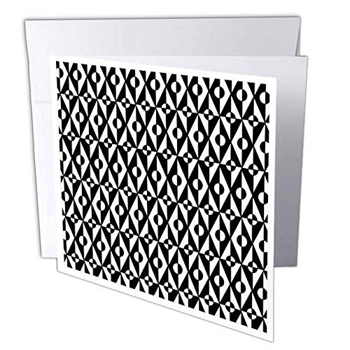3dRose Russ Billington Patterns - Mod Geometric Pattern of Diamonds and Circles in Black and White - 1 Greeting Card with Envelope -gc_298872_5- 3dRose Russ Billington Patterns - Mod Geometric Pattern of Diamonds and Circles in Black and White - 1 Greeting Card with Envelope -gc_298872_5-