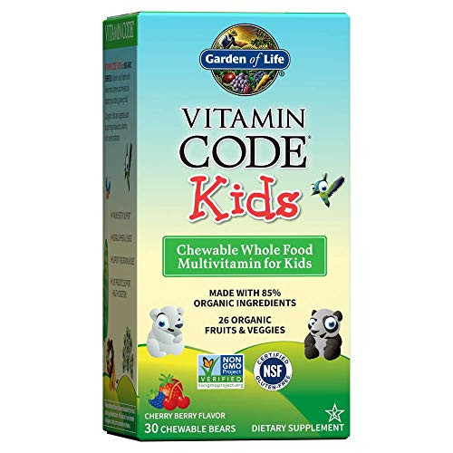Garden of Life Vegetarian Multivitamin Supplement for Kids - Vitamin Code Kids Chewable Raw Whole Food Vitamin with Probiotics 30 Chewable Bears - Packaging May Vary