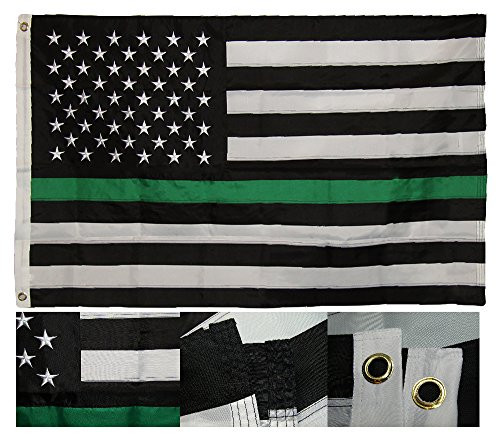 AES 3x5 Embroidered USA Thin Green Line Border Patrol 220D Nylon Flag 3x5 Fade Resistant Double Stitched Premium Penant House Banner Grommets AES 3x5 Embroidered USA Thin Green Line Border Patrol 220D Nylon Flag 3x5 Fade Resistant Double Stitched Premium Penant House Banner Grommets