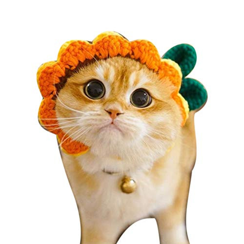 hionre Pet CostumeCute Cartoon Handmade Dog Cat Hat Animal Party Cap Pet Decor Accessory Sun Flower Brown M