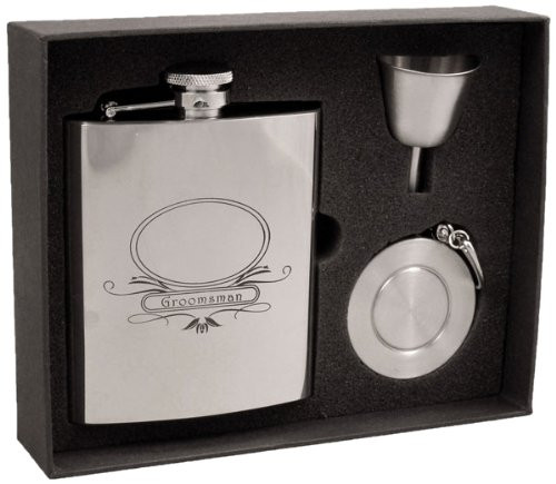 Visol "Groomsman" Stainless Steel Stellar Flask Gift Set, 8-Ounce, Chrome Visol "Groomsman" Stainless Steel Stellar Flask Gift Set, 8-Ounce, Chrome