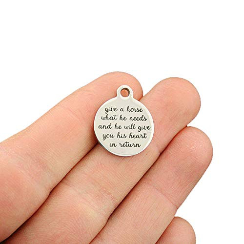 Horse Stainless Steel Charms - Give a Horse What He Needs and He Will Give You His Heart - Exclusive Line Quantity Option - BFS240