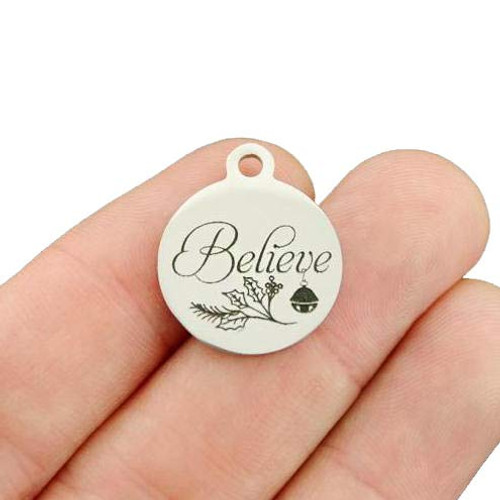 Christmas Believe Stainless Steel Charms - Exclusive Line - Quantity Options - BFS4450 Choose Quantity 1 Charm