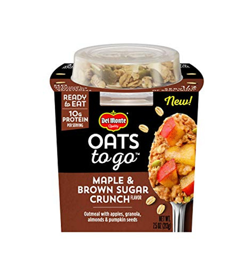 Del Monte Oats To Go Ready To Eat Oatmeal Maple  and  Brown Sugar Crunch 7.5 Oz Cup 6 Pack Del Monte Oats To Go Ready To Eat Oatmeal Maple  and  Brown Sugar Crunch 7.5 Oz Cup 6 Pack