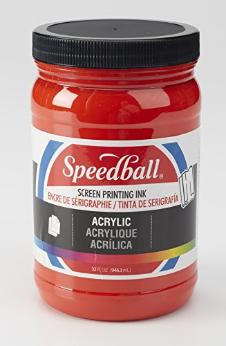 Speedball 004645 Acrylic Screen Printing Ink, 32 fl. oz, Fire Red