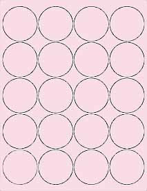 -6 SHEETS- 120 2 inch Blank Round Circle Pink Stickers for Inkjet  and  Laser Printers. Size 8-1/2 inchx11 inch Standard Sheets