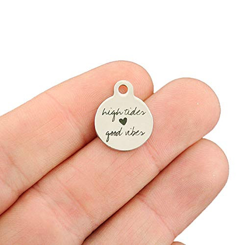 Beach Stainless Steel Charms - High Tides Good Vibes - Smaller Size - Exclusive Line - Quantity Options - BFS3262