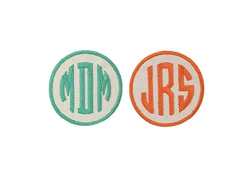 Custom Embroided Name Tag Iron On Patch-WHITE-Circle Monogram-1 patch-