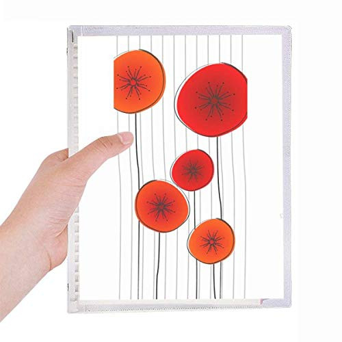 Abstract Red Circle Flowers Art Painting Notebook Loose Leaf Diary Refillable Journal Stationery