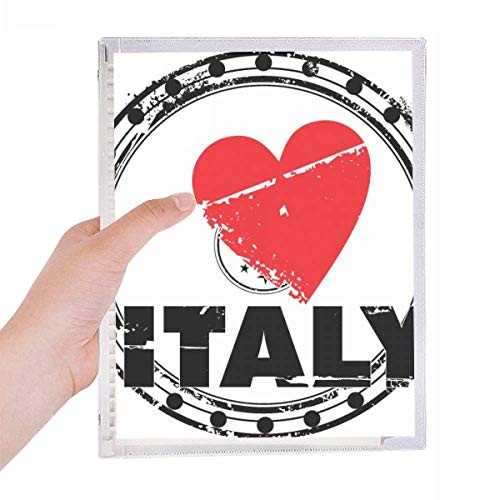 I Love Italy Word Love Heart Circle Notebook Loose Leaf Diary Refillable Journal Stationery