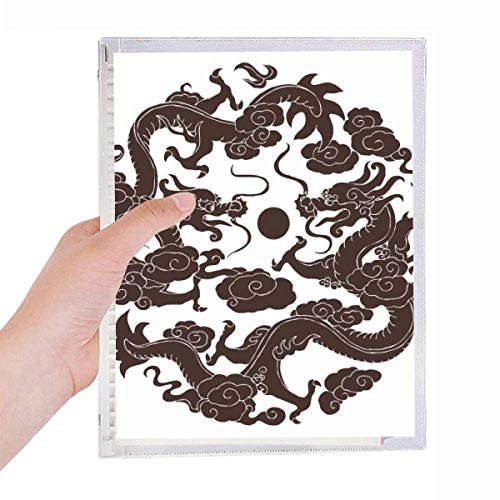 Two Chinese Dragon Animal Pearl Circle Notebook Loose Leaf Diary Refillable Journal Stationery