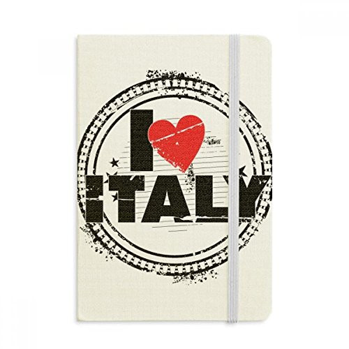 I Love Italy Word Love Heart Circle Stamp Notebook Official Fabric Hard Cover Classic Journal Diary