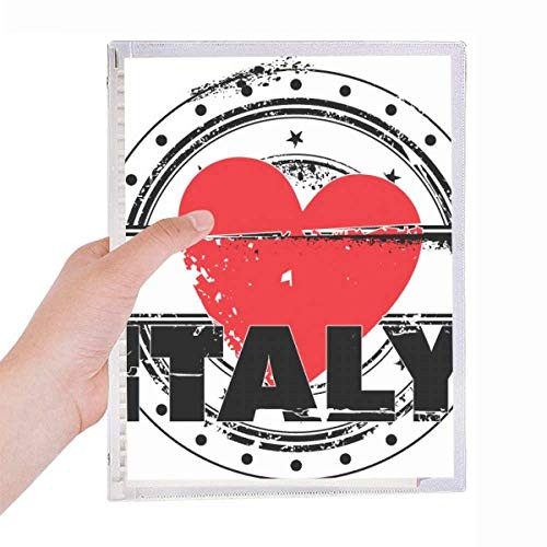 I Love Italy Word Love Heart Circle Shape Notebook Loose Leaf Diary Refillable Journal Stationery